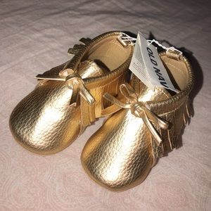 Metallic Faux Leather Moccasins